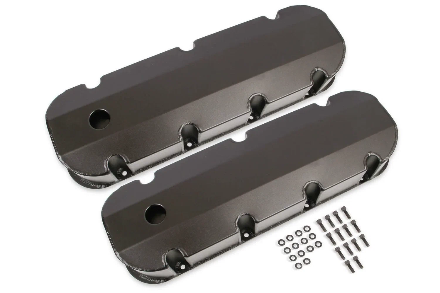 Mr. Gasket Fabricated Aluminum Valve Covers - Black Finish - 6832BG